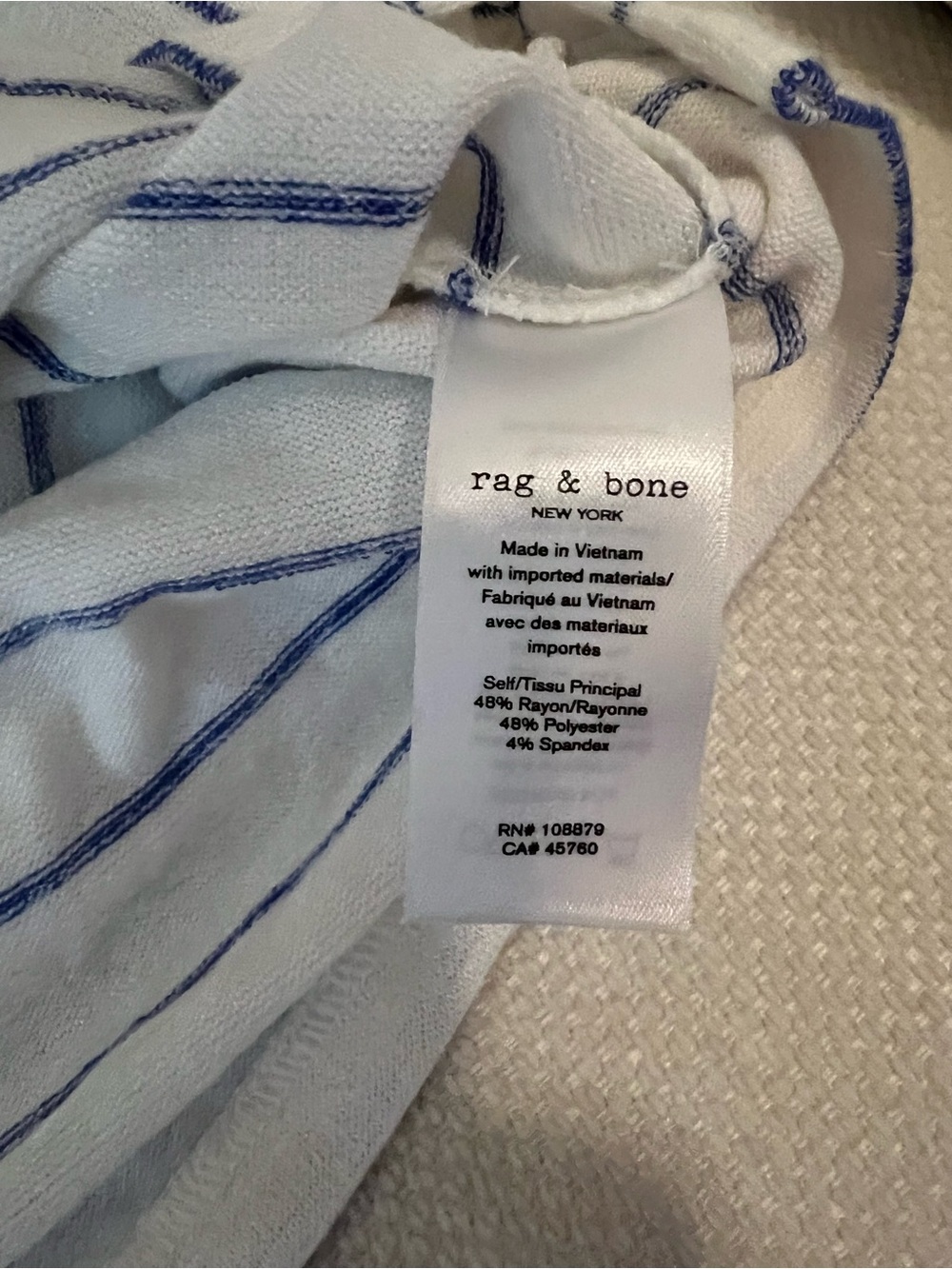 White & Blue Striped Polo Tee - rag and bone - Picture 4 of 4